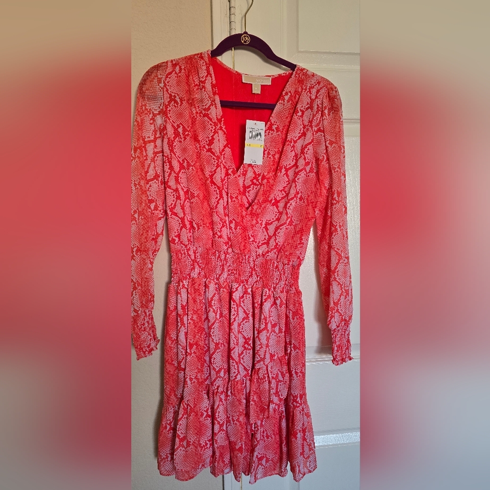 Michael Kors Vibrant Red Snake Print Dress